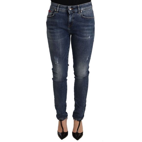 Dolce & Gabbana Dolce Gabbana SlimFit Distressed Jeans Women Blue Jeans & Pants - Picture 1 of 3